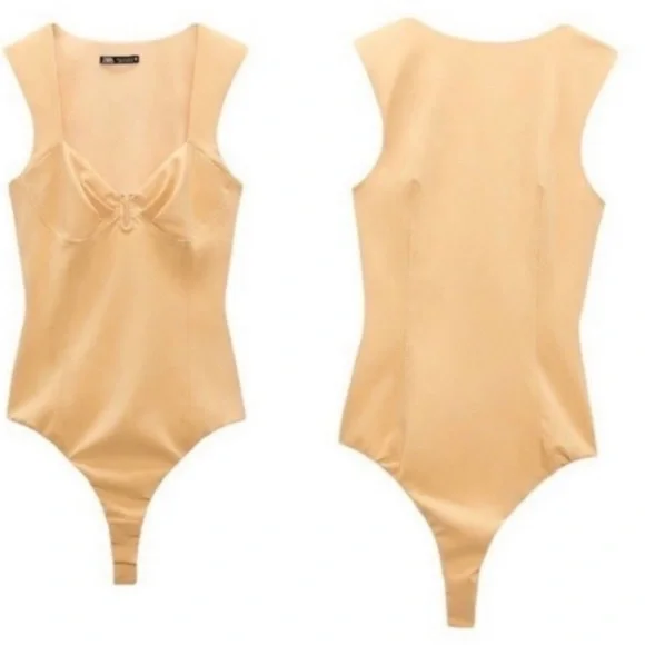 NWT Zara Notch Neck Metal Detail Bodysuit - Picture 2 of 3